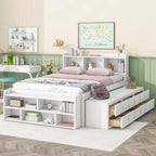 Whisen Full Bed with Bookcase Headboard & Storage