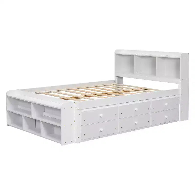 Whisen Full Bed with Bookcase Headboard & Storage