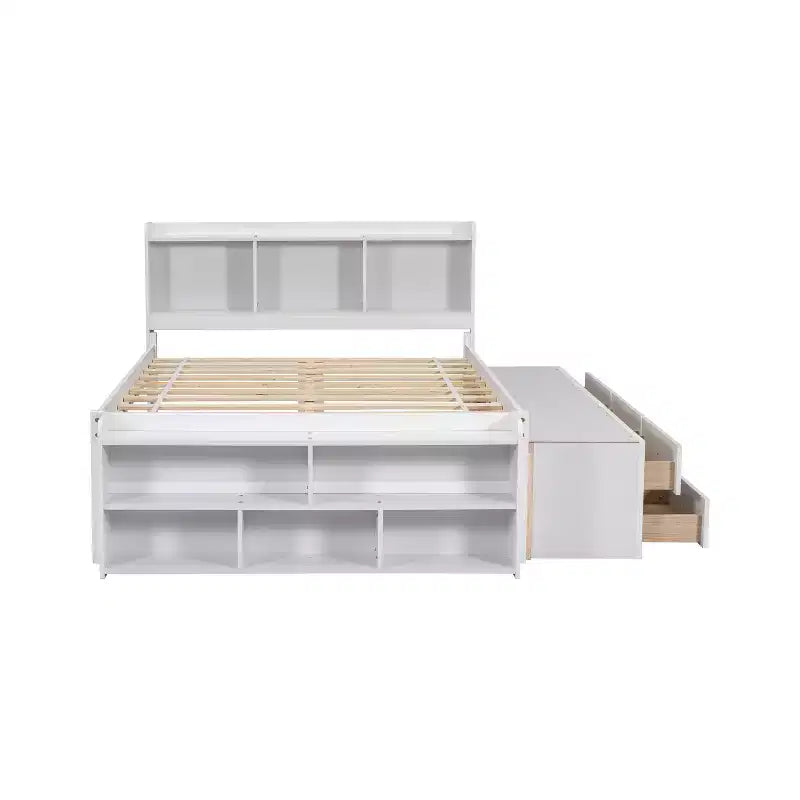 Whisen Full Bed with Bookcase Headboard & Storage
