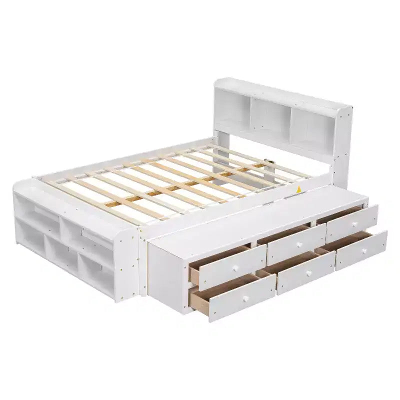 Whisen Full Bed with Bookcase Headboard & Storage