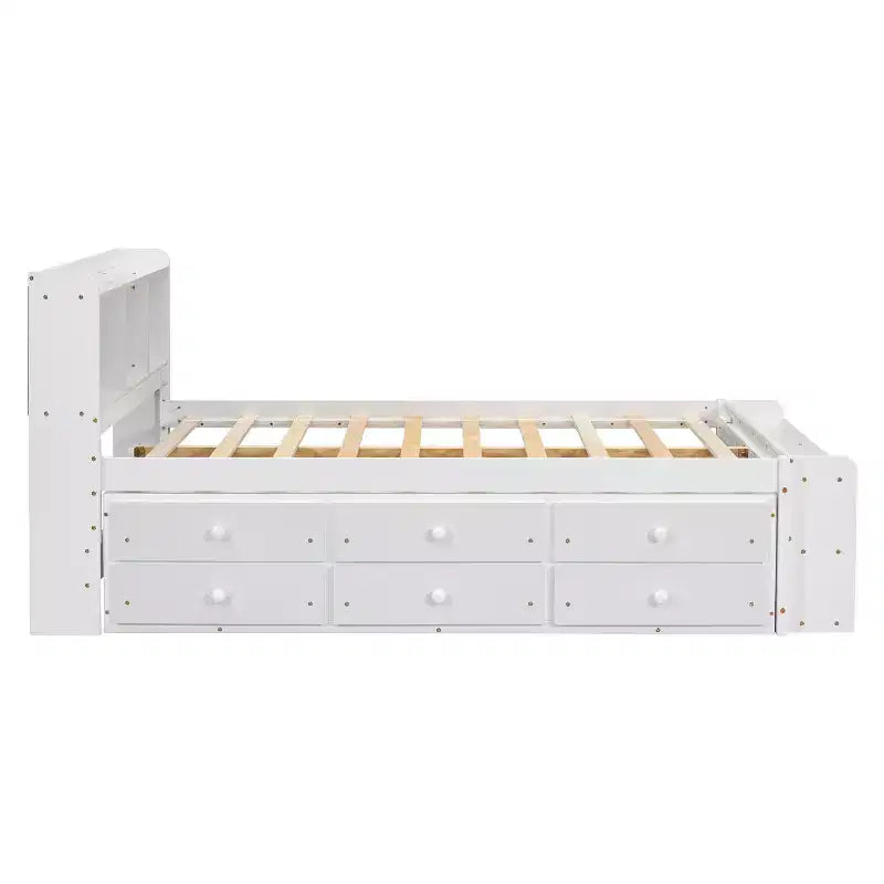 Whisen Full Bed with Bookcase Headboard & Storage