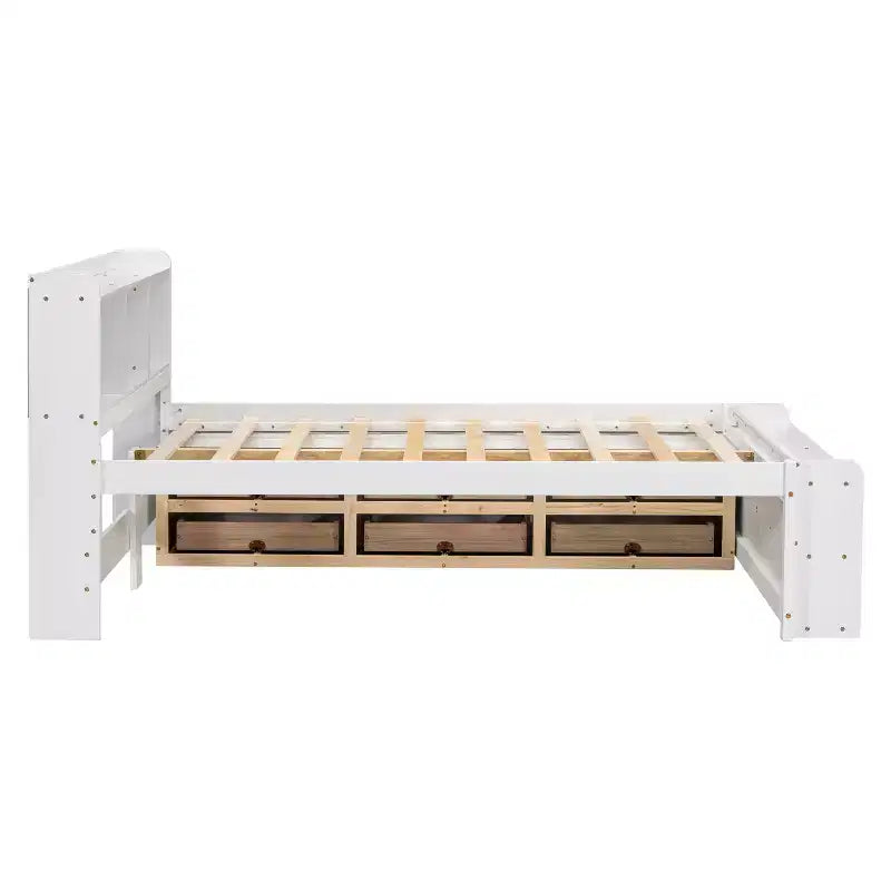 Whisen Full Bed with Bookcase Headboard & Storage