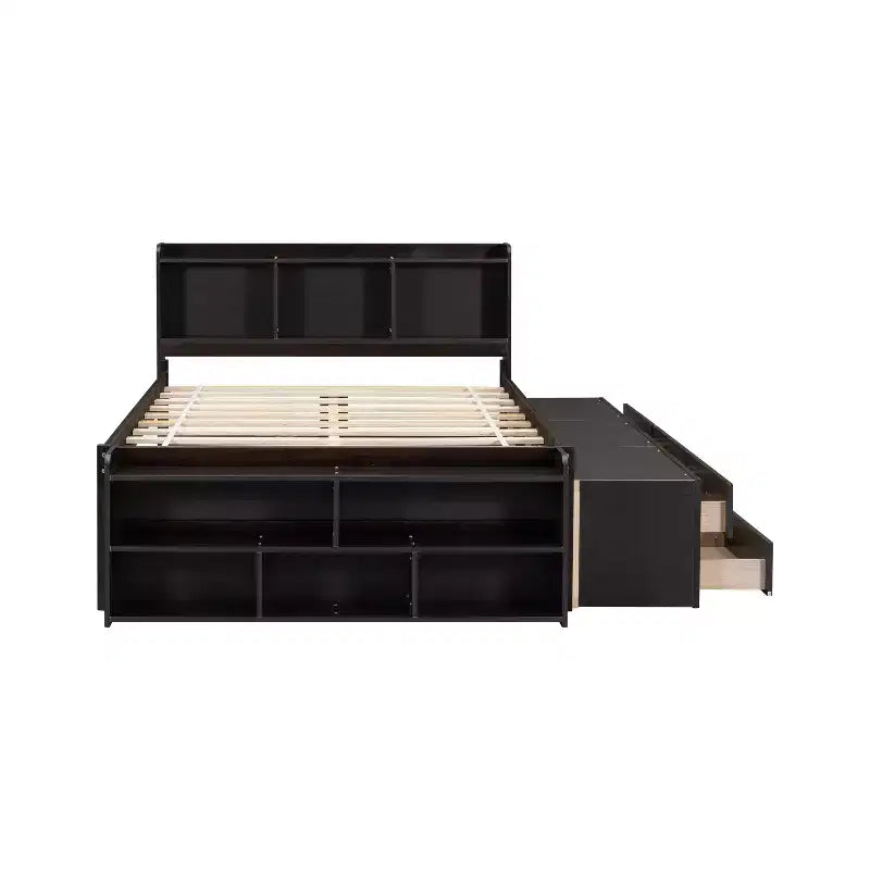 Whisen Full Bed with Bookcase Headboard & Storage