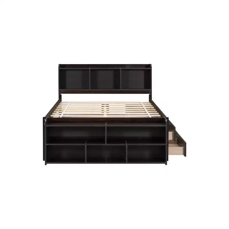 Whisen Full Bed with Bookcase Headboard & Storage