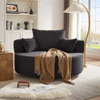 Dovelina Comfy Cloud Chair Swivel Barrel Round Sofa Chair with 3 Pillows-White