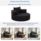 Dovelina Comfy Cloud Chair Swivel Barrel Round Sofa Chair with 3 Pillows-White