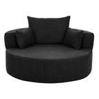 Dovelina Comfy Cloud Chair Swivel Barrel Round Sofa Chair with 3 Pillows-White