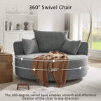 Dovelina Comfy Cloud Chair Swivel Barrel Round Sofa Chair with 3 Pillows-White
