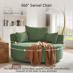 Dovelina Comfy Cloud Chair Swivel Barrel Round Sofa Chair with 3 Pillows-White