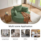 Dovelina Comfy Cloud Chair Swivel Barrel Round Sofa Chair with 3 Pillows-White