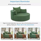 Dovelina Comfy Cloud Chair Swivel Barrel Round Sofa Chair with 3 Pillows-White
