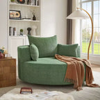 Dovelina Comfy Cloud Chair Swivel Barrel Round Sofa Chair with 3 Pillows-White