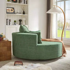 Dovelina Comfy Cloud Chair Swivel Barrel Round Sofa Chair with 3 Pillows-White