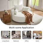 Dovelina Comfy Cloud Chair Swivel Barrel Round Sofa Chair with 3 Pillows-White