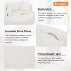 Dovelina Comfy Cloud Chair Swivel Barrel Round Sofa Chair with 3 Pillows-White