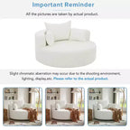 Dovelina Comfy Cloud Chair Swivel Barrel Round Sofa Chair with 3 Pillows-White