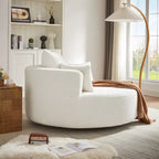 Dovelina Comfy Cloud Chair Swivel Barrel Round Sofa Chair with 3 Pillows-White