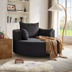 Dovelina Comfy Cloud Chair Swivel Barrel Round Sofa Chair with 3 Pillows-White