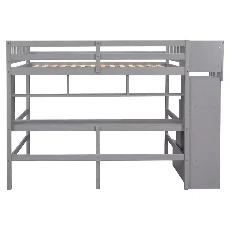 Whisen Full Loft Bed with Desk, Storage Shelves & Staircase