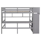 Whisen Full Loft Bed with Desk, Storage Shelves & Staircase