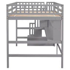 Whisen Full Loft Bed with Desk, Storage Shelves & Staircase