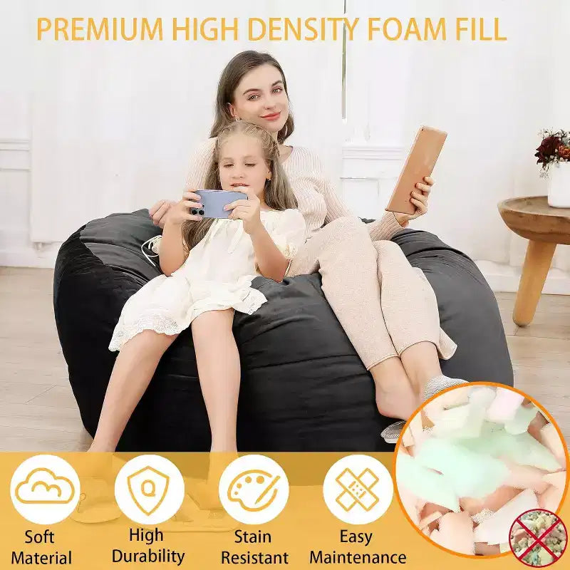 GustoWave Bean Bag Chair, Cozy Lazy Sofa for Adults Kids with Fillings