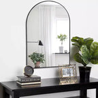 MAYEERTY 20x30 Metal Decorative Wall Mirror Framed Arched for Wall Black
