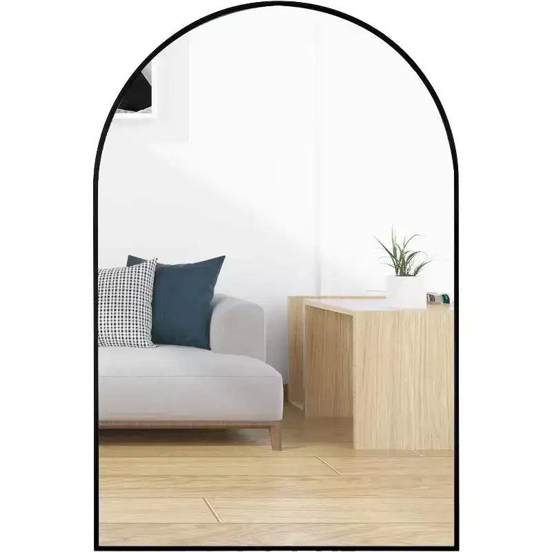 MAYEERTY 20x30 Metal Decorative Wall Mirror Framed Arched for Wall Black