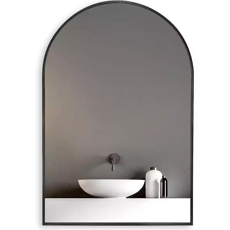 MAYEERTY 20x30 Metal Decorative Wall Mirror Framed Arched for Wall Black