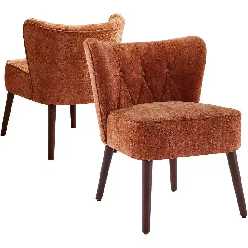 Acekool Modern Armless Chair - Plush Velvet Upholstery with Wooden Legs (Multiple Colors)