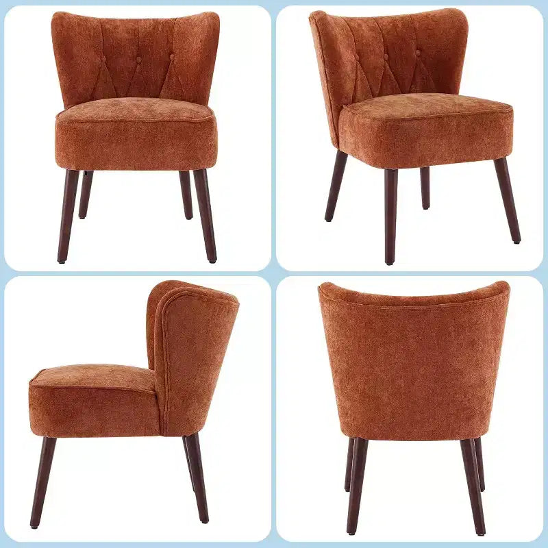 Acekool Modern Armless Chair - Plush Velvet Upholstery with Wooden Legs (Multiple Colors)