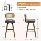 Bekrvio Swivel Counter Height Bar Stools, 29 Faux Leather Upholstered with with Rattan Back, Black for Kitchen Counter
