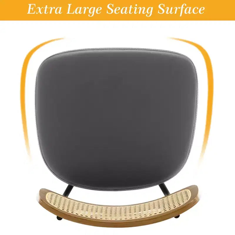 Bekrvio Swivel Counter Height Bar Stools, 29 Faux Leather Upholstered with with Rattan Back, Black for Kitchen Counter
