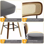 Bekrvio Swivel Counter Height Bar Stools, 29 Faux Leather Upholstered with with Rattan Back, Black for Kitchen Counter