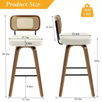 Bekrvio Swivel Counter Height Bar Stools, 29 Faux Leather Upholstered with with Rattan Back, Black for Kitchen Counter