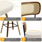 Bekrvio Swivel Counter Height Bar Stools, 29 Faux Leather Upholstered with with Rattan Back, Black for Kitchen Counter