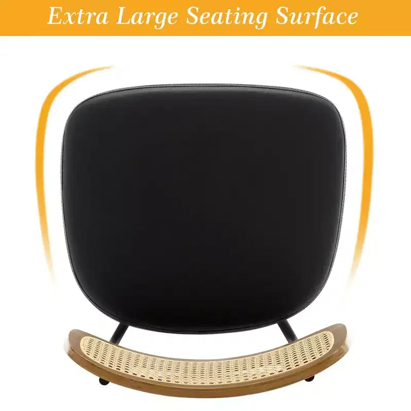 Bekrvio Swivel Counter Height Bar Stools, 29 Faux Leather Upholstered with with Rattan Back, Black for Kitchen Counter