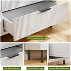 Fluted 3 Drawers Dresser, Wide Wood Chest of Drawers, Modern Storage Dresser Chest of Drawers