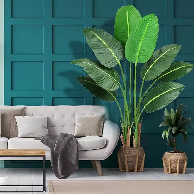 Acekool 48 Birds of Paradise Plant - Realistic Faux Banana Leaf Tree with Pot