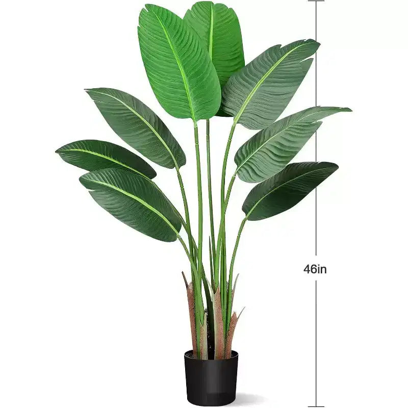 Acekool 48 Birds of Paradise Plant - Realistic Faux Banana Leaf Tree with Pot