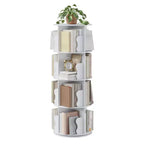 CuisinSmart 4 Tier Spinning Bookshelf Tower, 50'' Tall Bookcase for Kids Room, 360 Swivel Wood Bookshelf Rotating for Office home Bedroom Study