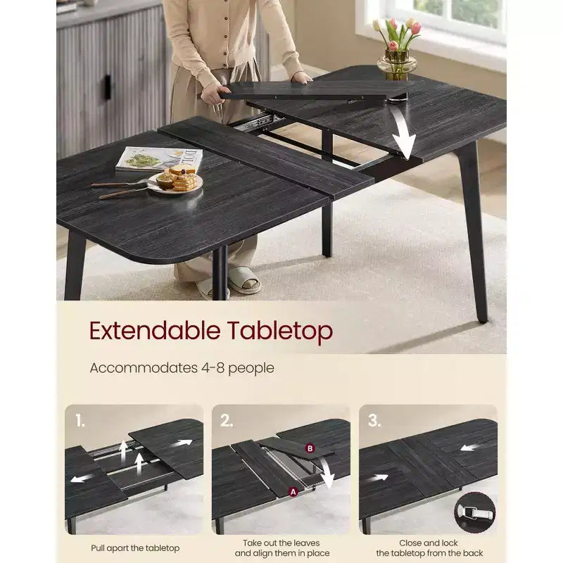 Modern Farmhouse Dining Table for 4-6 - Quick Assembly Kitchen Table with Heat-Resistant Top