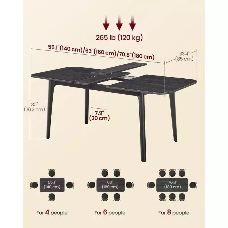 Modern Farmhouse Dining Table for 4-6 - Quick Assembly Kitchen Table with Heat-Resistant Top