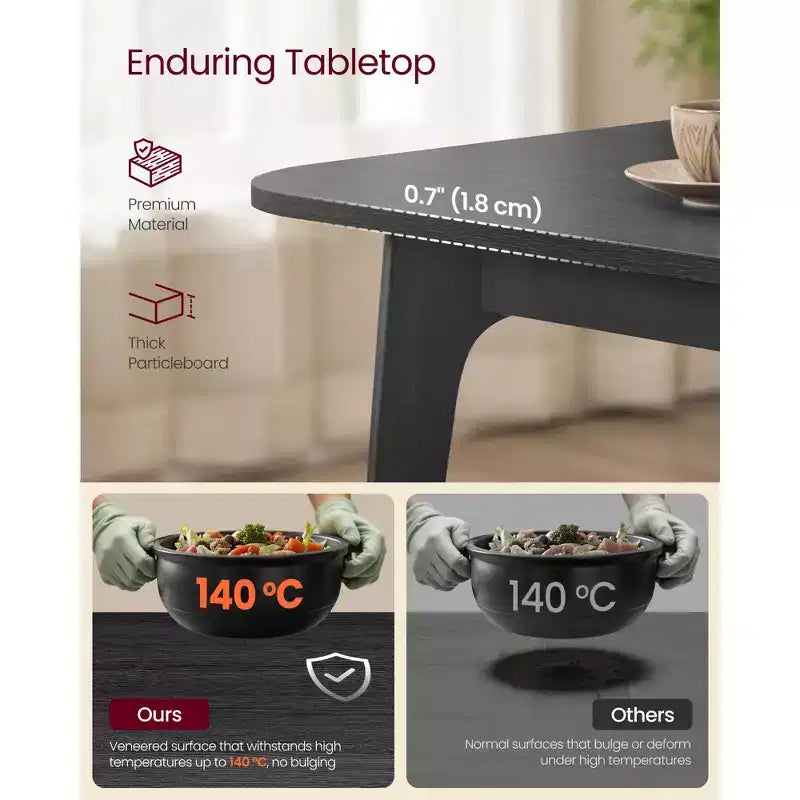 Modern Farmhouse Dining Table for 4-6 - Quick Assembly Kitchen Table with Heat-Resistant Top