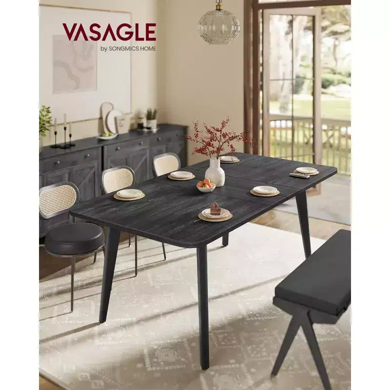 Modern Farmhouse Dining Table for 4-6 - Quick Assembly Kitchen Table with Heat-Resistant Top