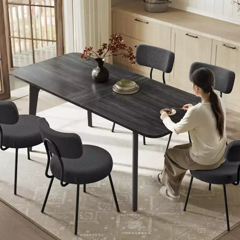 Modern Farmhouse Dining Table for 4-6 - Quick Assembly Kitchen Table with Heat-Resistant Top