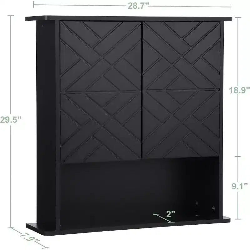 Modern Wall-Mounted Cabinet, 2-Tier Wood Shelf with Towel Bar & Adjustable Storage, Perfect for Bathroom & Kitchen