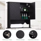 Modern Wall-Mounted Cabinet, 2-Tier Wood Shelf with Towel Bar & Adjustable Storage, Perfect for Bathroom & Kitchen