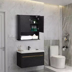Modern Wall-Mounted Cabinet, 2-Tier Wood Shelf with Towel Bar & Adjustable Storage, Perfect for Bathroom & Kitchen