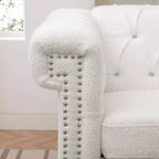 Acekool Arm Chair with Thick Padded Backrest & Seat, 22.4 Deep Single Sofa, Comfy White Fabric, Modern Accent Chair for Living Room, Bedroom